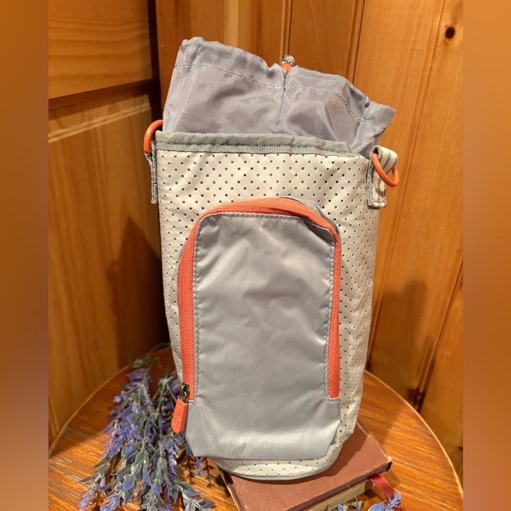 Thirty-One Whisper Grey and Orange insulated Bottle Crossbody bag NEW